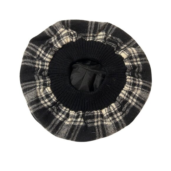 Ingles Buchan Menzies Black & White Tartan Wool Beret Pom Pom Unisex Scotland - Picture 2 of 4
